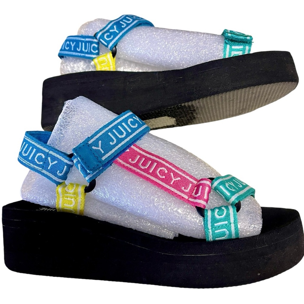 Juicy Couture Platform SandalsPastel Velcro straps EUC Sz 7/8 W